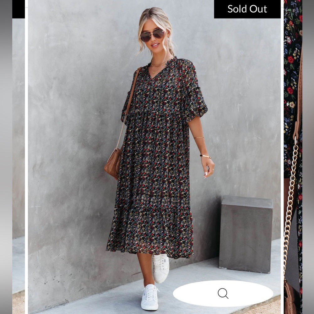Sold Out Vici Sweetie Dear Floral Puff Sleeve Midi Dress